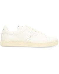 Tom Ford - Körniges Leder-Sneakers Mit Runder Zehenpartie - Lyst