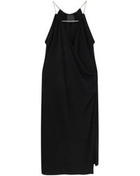 Givenchy - Kleedjes ,Zwart ,V-Hals Midi Jurk - Lyst