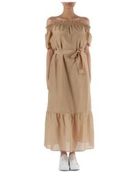 Emme Di Marella - Kleid aus baumwolle und seide mit abnehmbarem gürtel - Lyst