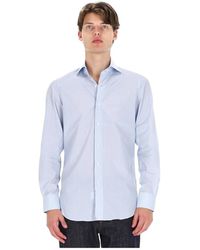 Finamore 1925 - Overhemden ,Blauw ,Katoen Formeel Overhemd - Lyst