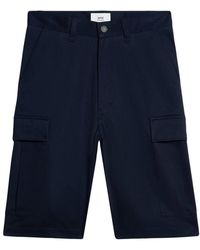 Ami Paris - Korte Broeken ,Blauw ,Katoen Blauwe Cargo Shorts Casual Stijl - Lyst