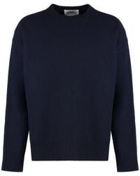 Jil Sander - Truien & Vesten ,Blauw ,Wol Wollen Trui Met Ronde Hals - Lyst