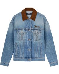 Versace - Denim Katoenen Jas - Lyst