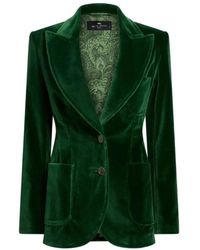 Etro - Jassen ,Groen ,Katoen Monopetto Blazer - Lyst