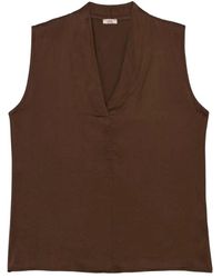 Oltre - Satin-Bluse Mit V-Ausschnitt - Lyst