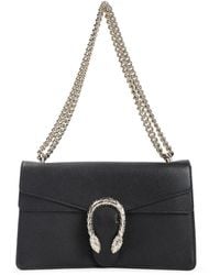 Gucci - Schwarze Dionysus Schultertasche Aus Genarbtem Leder - Lyst