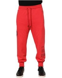 Dolce & Gabbana - Rote Baumwoll Herren Jogger Sweatpants - Lyst