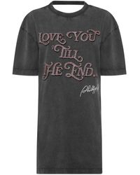 Philipp Plein - Kleedjes ,Zwart ,Katoen T-Shirt Korte Jurken Love - Lyst