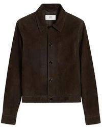 Ami Paris - Jassen ,Bruin ,Suède Geiten Suède Overshirt - Lyst