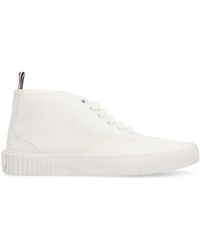 Thom Browne - Schoenen ,Wit ,Katoen Driekleurige Vulcanized Mid-Top Sneakers - Lyst