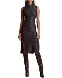 byTiMo - Kleedjes ,Zwart ,Nylon Sprankelende Gebreide Midi Jurk - Lyst