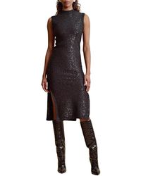 byTiMo - Kleedjes ,Zwart ,Nylon Sprankelende Gebreide Midi Jurk - Lyst