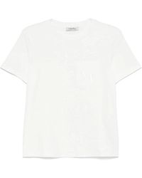 Max Mara - Baumwoll-T-Shirt Mit Besticktem Logo - Lyst