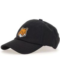 Maison Kitsuné - Cappello da baseball in cotone nero con patch logo - Lyst