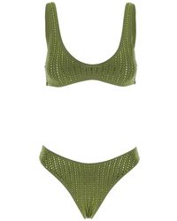 VENUJA - Badmode ,Groen ,Crystal-Embellished Lycra Bikini - Lyst