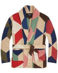 Polo Ralph Lauren - Cardigan con collo sciallato a patchwork - Lyst