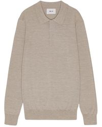 NN07 - Wol Mouline Polo Sweater Witte Peper - Lyst