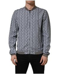 Dolce & Gabbana - Jassen ,Blauw ,Katoen Cotton Car Print Bomber Jacket - Lyst