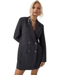 Guess - Kleedjes ,Zwart ,Leer Double Breasted Blazer Jurk - Lyst
