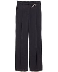 Prada - Broeken ,Blauw ,Katoen Pantalon Straight Broeken - Lyst
