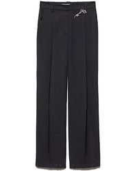 Prada - Broeken ,Blauw ,Katoen Pantalon Straight Broeken - Lyst