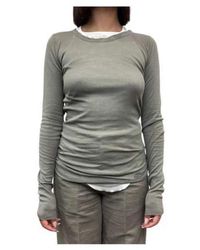 Rick Owens - Tops ,Grijs ,Katoen Rib Lst Long Sleeve T-Shirt - Lyst