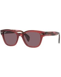 Ray-Ban - Vierkant Frame Roze Zonnebril Paarse Lenzen - Lyst