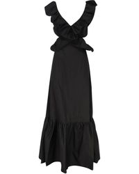 Mariuccia Milano - Vestido negro de popelina con escote en v - Lyst