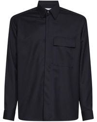 D4.0 - Jassen ,Blauw ,Wol Virgin Wool Overhemdjas - Lyst