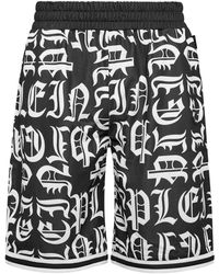Philipp Plein - Korte Broeken ,Zwart ,Polyester Jogging Basket Shorts Gothic Plein - Lyst