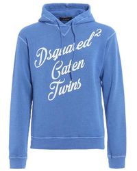 DSquared² - Blaues sweatshirt mit aufgedrucktem logo und kapuze - Lyst