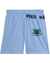 Barrow - Gestreifte Popeline Shorts Blau - Lyst
