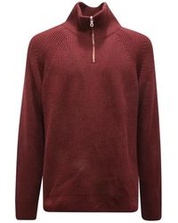Brooksfield - Bordeaux Wollmischung Half Zip Pullover - Lyst