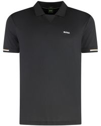 BOSS - Tops ,Zwart ,Polyester Technische Poloshirt Van Stretchstof - Lyst