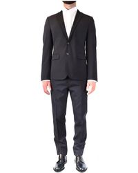 DSquared² - Kostuums ,Zwart ,Wol Stijlvolle Zwarte Wollen Jas - Lyst