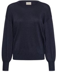 Kaffe - Truien & Vesten ,Blauw ,Ronde Hals Gebreid - Lyst