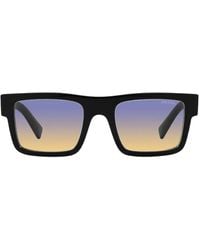 Prada - Zeitlose quadratische sonnenbrille mit blau/gelb degradierenden gläsern - Lyst