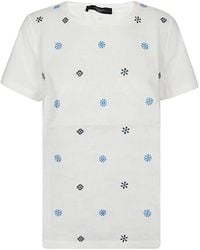 Weekend by Maxmara - Camiseta blanca de algodón con bordado geométrico - Lyst
