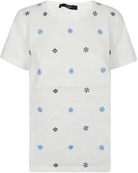 Weekend by Maxmara - T-shirt bianca con ricamo geometrico in cotone - Lyst