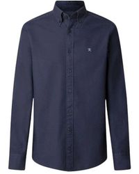 Hackett - Overhemden ,Blauw ,Katoen Tailored Fit Garment Dyed Oxford Shirt - Lyst