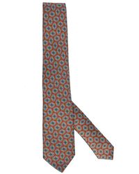 Kiton - Accessoires ,Bruin ,Handgemaakte Zijden Stropdas Met Zeven Vouwen - Lyst