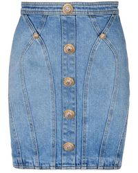 Balmain - Denim Skirts - Lyst