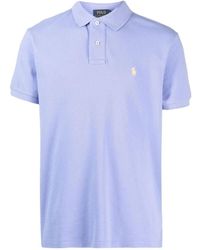 Ralph Lauren - Lila baumwoll-polo-shirt mit besticktem logo - Lyst