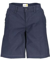 Timberland - Korte Broeken ,Blauw ,Katoen Blauwe Bermuda Shorts Met Knoop En Rits - Lyst