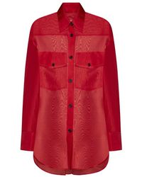 Khaite - Camicia oversize rossa in organza di shantung - Lyst