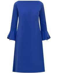 Chiara Boni - Blaues Midi-Kleid Mit Volants - Lyst