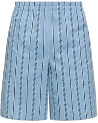 Versace - Korte Broeken ,Blauw ,Katoen Griekse Patroon Shorts - Lyst