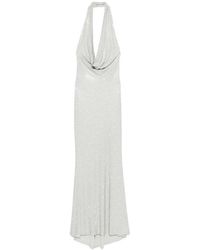 TWENTYFOUR - Kleedjes ,Grijs ,Abito Lungo Con Scollo All'Americana Strass Scollo Sul Retro Senza Maniche - Lyst