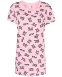 Moschino - Kleedjes ,Roze ,Katoen Iconico T-Shirt Jurk - Lyst