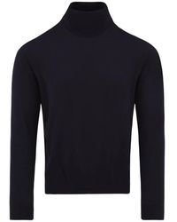 Malo - Truien & Vesten ,Blauw ,Wol Turtleneck Trui - Lyst